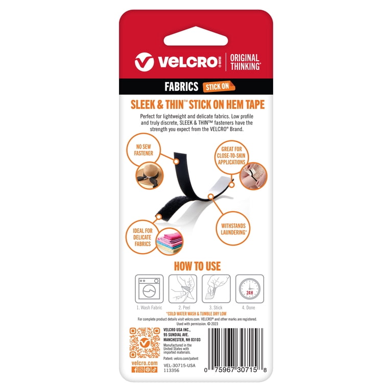 Velcro Sleek & Thin Stick-On Hem Tape, Black, 3ft photo 2