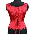 thumbnail image 3 of Yuwull Womens Vintage Ruffle Hem Overbust Corset Tie Front Lace-Up Back Bustier Shapewear Top, 3 of 5