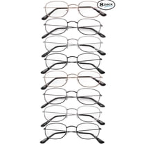 Mens Womens Reading Glasses 8 PACK Metal All Powers Unisex Travel Readers