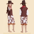 thumbnail image 6 of Suilloe Toddler Girls Outfit Sets Sleeveless Vest Skit T-Shirt With Scarf Hat Set Kids Girls Western Cowboy Party Stage Parent Outfit Set,5 Pieceï¼5 -6 Years, 6 of 6