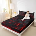 thumbnail image 4 of Feelyou Square Abstract Child Twin Sheet Sets, Red Modern Rectangle Bedding, 3pcs, 4 of 7