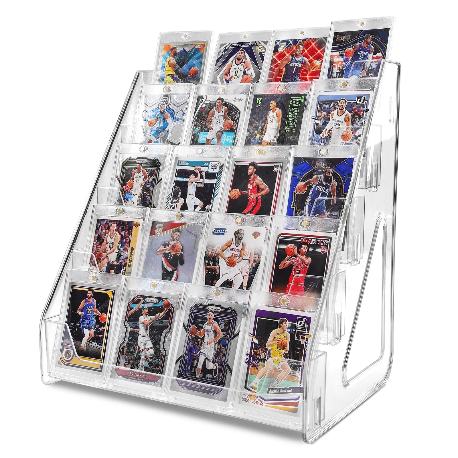 5 card display case Stand, 5-Tier Trading Card Display, Wooden Graded Baseball Sports Card Display, Trading Card Display for Card Collection & Show,Black It will fit five standard size trading cards Card Display Frame 5 Tier