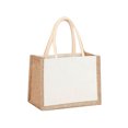thumbnail image 2 of husxh Women Burlap Jute Tote Bag Large Capacity Canvas Grocery Tote Handbag Contrast Color Ladies Outdoor Handbag, 2 of 9