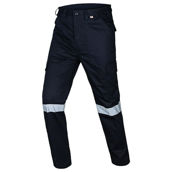 Seeotter Men's Reflective Work Pants High Visibility Safety Pants Hi Vis Cotton Cargo Pants with Pockets