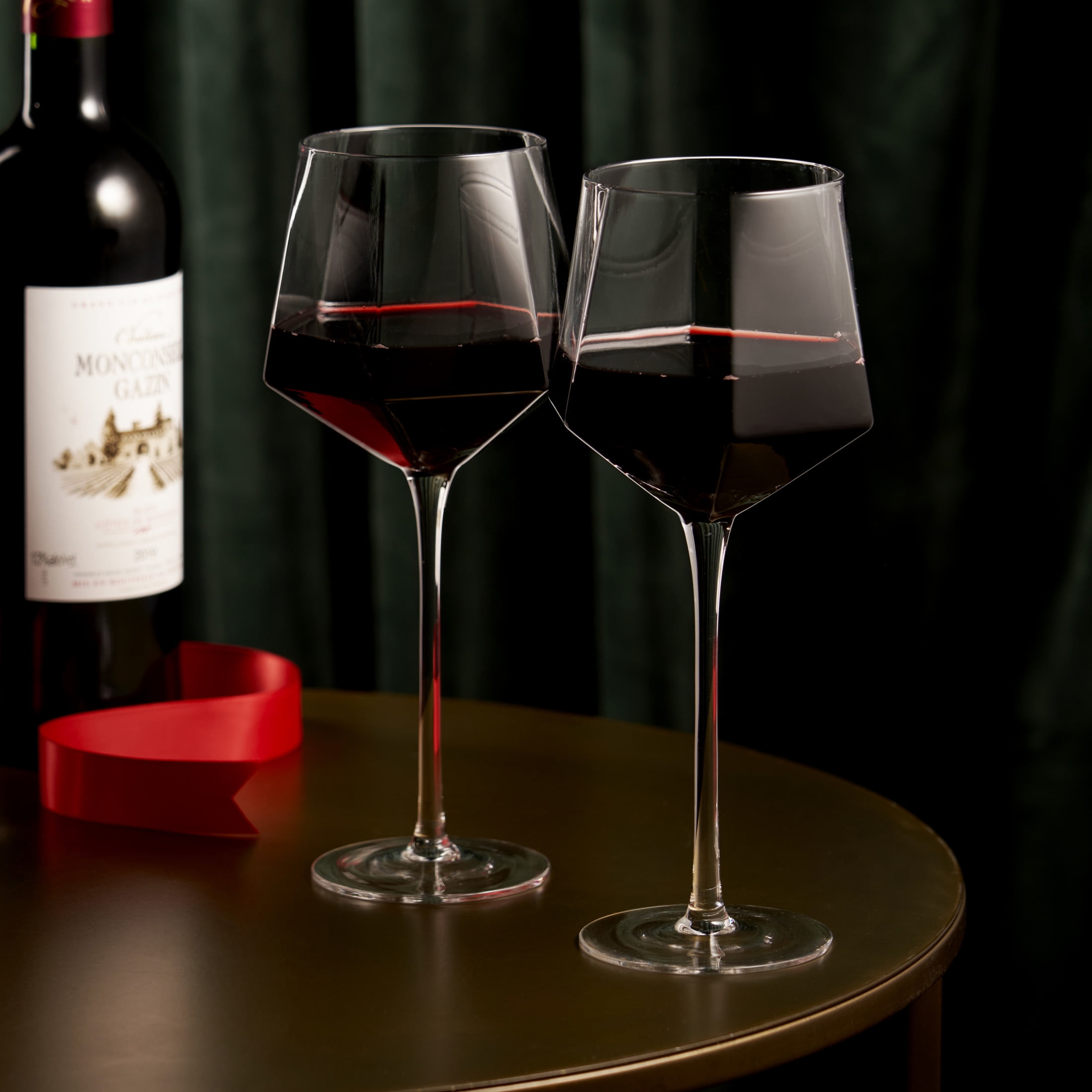 Viski Seneca Long Stem Wine Glasses for Red or White Wine, 15.5 oz Set of 2
