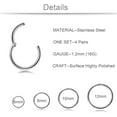 thumbnail image 2 of Jstyle 3-6Pairs Stainless Steel 16G Sleeper Earrings Septum Clicker Nose Lip Ring Body Piercing, 2 of 12