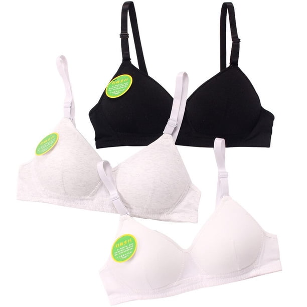 Teenage Girls Underwear 100% Cotton Bras for Kids Small Breast Wireless Sports Training Push Up Bra Solid Lace Girls UnderwearWhite12 He Qiyong unisex