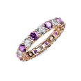 thumbnail image 3 of Amethyst and Diamond 3.4mm Eternity Band 2.47 cttw to 3.05 cttw in 14K Rose Gold.size 4.5, 3 of 8