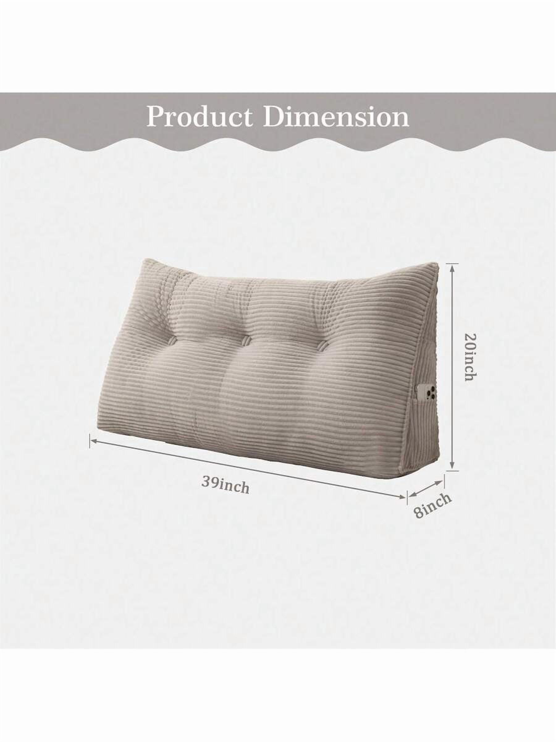 Bed Triangular Headboard Pillow Wedge Body Support Pillow Reading Pillow Full Filling Backrest Positioning Support Bolster Lumbar Cushion Removable Cover With Side Pockets Twin Queen King Size For
