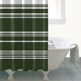 thumbnail image 4 of Green Strip Minimalistic Style White Shower Curtain Waterproof Washable Polyester Bathroom Decor Retro Bath Decor 72" W X 72" L with 12 Hooks, 4 of 4