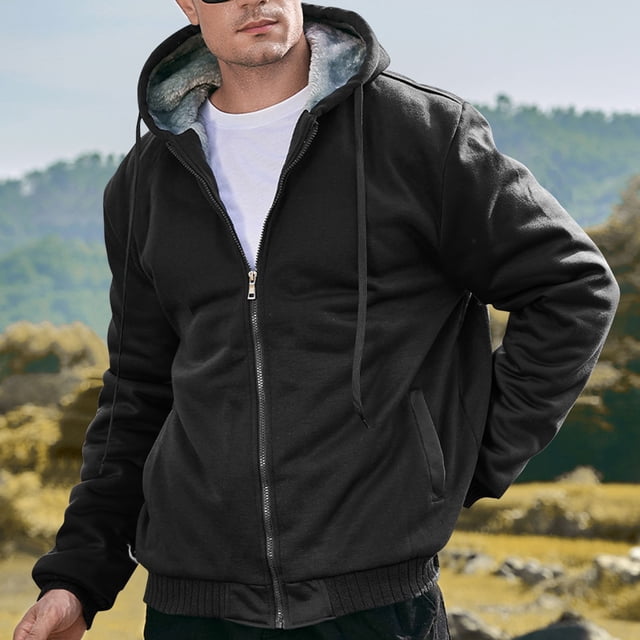 KIHOUT Mens Fleece Jackets Contrast Hoodies Lightweight Zipper Sweatshirt Color Block Jacket Coats