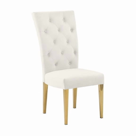 JUYG 2-Pack Cream Velvet Dining Chair, Gold Legs, Tufted