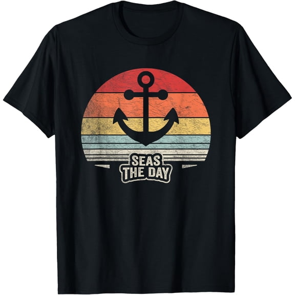 Vintage Funny Cruise Shirt Seas Day Teal Nautical Anchor T-Shirt men and women can wear, black, white, gifts