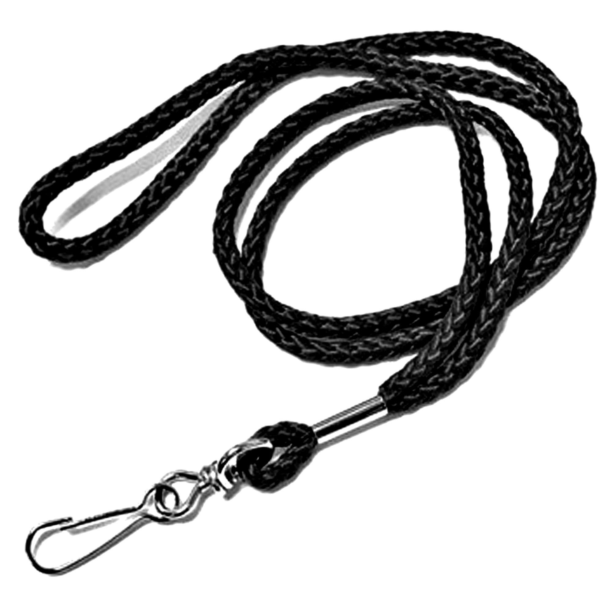 100pcs Round ID Neck Lanyards for Badges with Swivel J-Hook, Black color by OnDepot