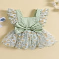 thumbnail image 2 of Infant Baby Girls Romper Bodysuit Ruffle Sleeve Flower Print Bowknot Tulle Dress Jumpsuit, 2 of 7