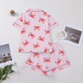 thumbnail image 4 of Likimi Child Girls Pajamas Set Short Sleeve Cartoon Print Lapel Button Down Pjs Tops With Shorts Comfort Loungewear Set Size 7-8 Years, 4 of 4