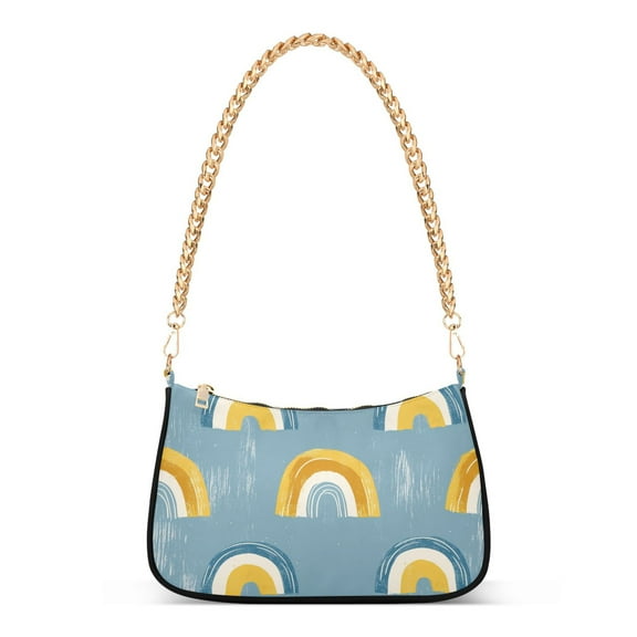 FORMRS Womens Shoulder Bag with Chain Strap Clutch Purse Cute Tote Handbag, Light Blue Rainbow