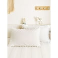 thumbnail image 6 of Move Over White Taupe Bedding Sets King Reversible Pom Poms Duvet Cover Set Ball Fringe Pattern 100% Washed Microfiber No Filling, 6 of 8