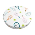 thumbnail image 1 of Qekee Cute Tennis Rackets Print Velvet Round Bar Stool Seat Cover, Soft Foam Cushioned Protector with Non-Slip Backing for Kitchen, Office & Restaurant Chairs-12 inch, 1 of 7