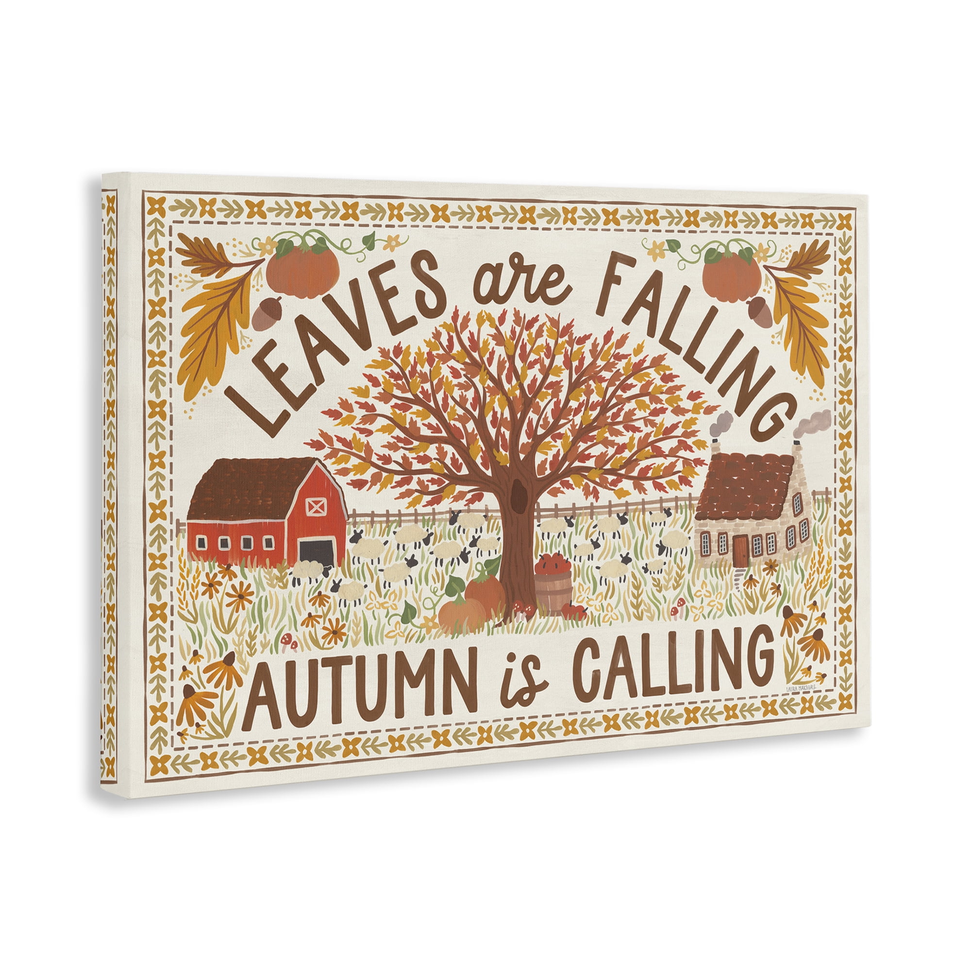 Stupell Industries Leaves Are Falling Scene Landscape Painting Gallery Wrapped Canvas Art Prints Wall Art, 30 x 20