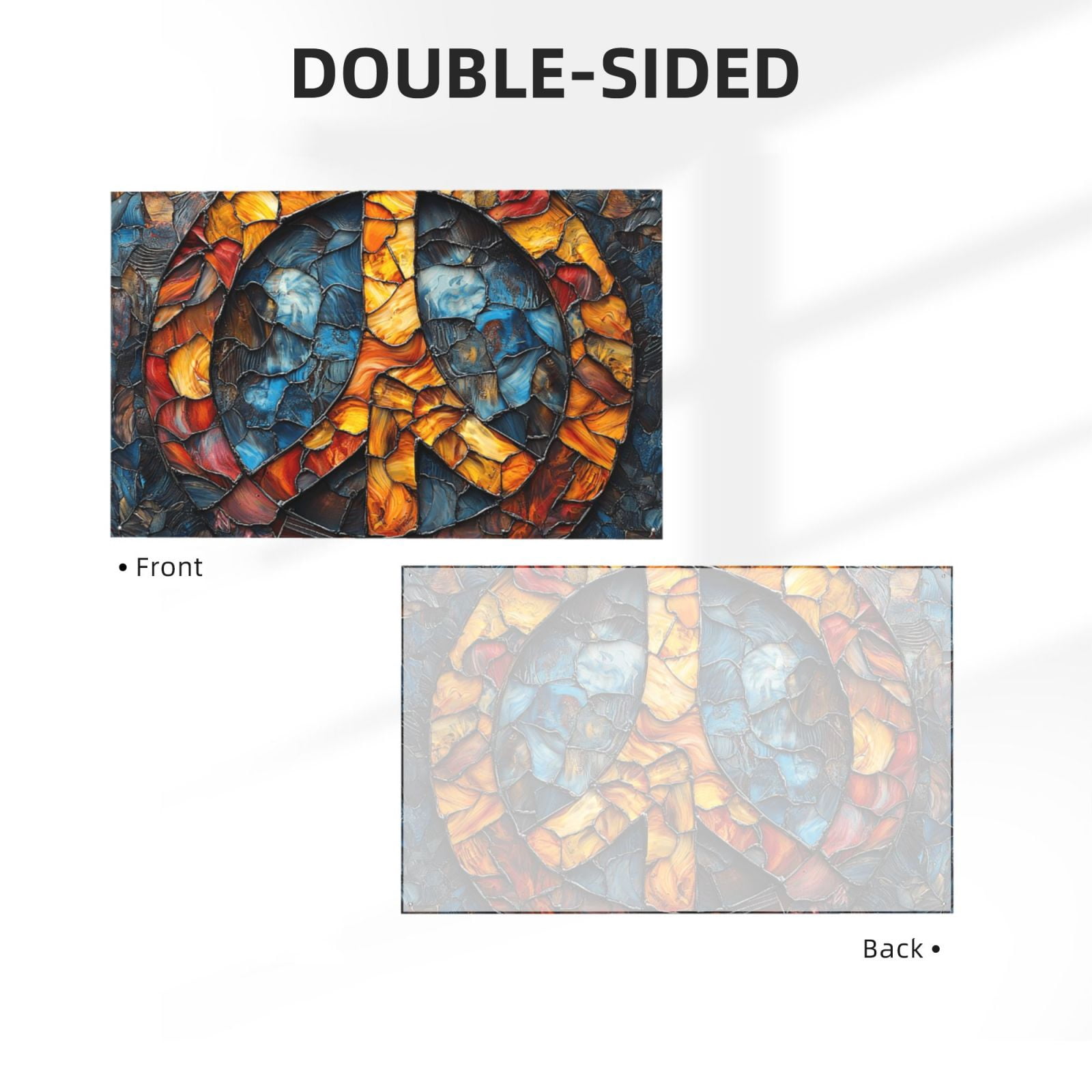 Peace Sign Stained Glass Art Four Hole Decorated Banner Flag for Garden Yard Home Decoration Indoor Outdoor 4x6 Ft