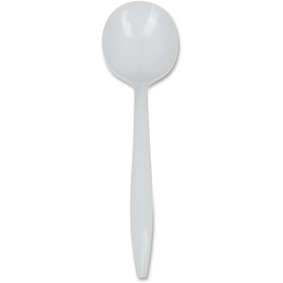 Genuine Joe Medium-Weight Soup Spoon - 1000/Carton - Plastic - White