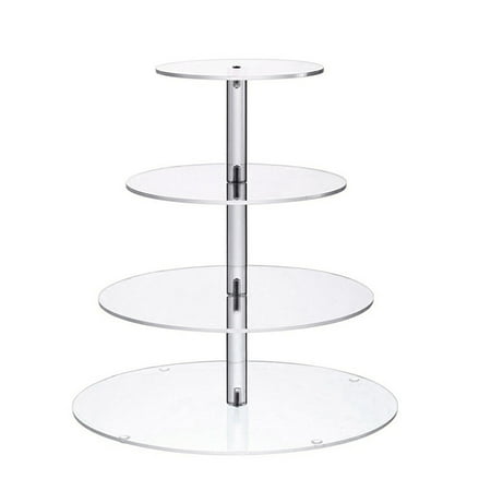 

ibaste Acrylic Cake Stand - 4 Tiers Round Cake Stand - Cup Cakes Trays Display - Cupcake Tower for Wedding Birthday Theme Party