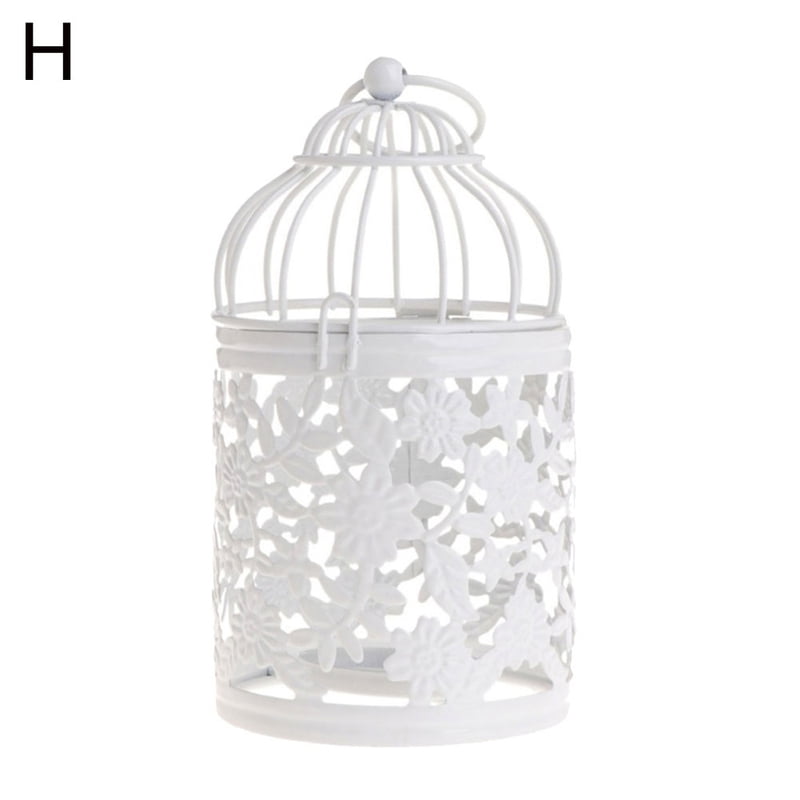 Retro Bird Cage Hollow Candle Holder Tea light Candlestick Hanging Lantern Decor 