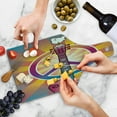 thumbnail image 4 of Retro Cutting Board, Colorful Guitar and Peace and Dove Dedicated to the Woodstock Tribute, Decorative Tempered Glass Cutting and Serving Board, Wine Bottle Shape, Multicolor, by Ambesonne, 4 of 5