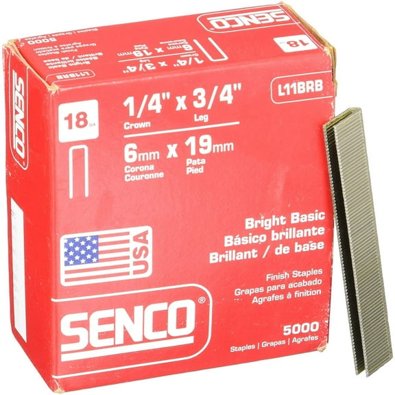 Senco L11BRB 18 Gauge by 1/4" Crown by 3/4" Leg Bright Basic Staples 5, 000per Box