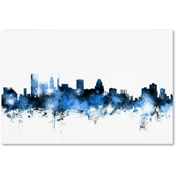 Trademark Fine Art "Baltimore MD Skyline White" Canvas Art by Michael Tompsett