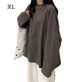 thumbnail image 1 of Camiseta de Mujer Cuello Redondo Color Sólido Manga Larga Casual Top Suelto, Gris Oscuro,XL Inevent AP001280-11B, 1 of 7