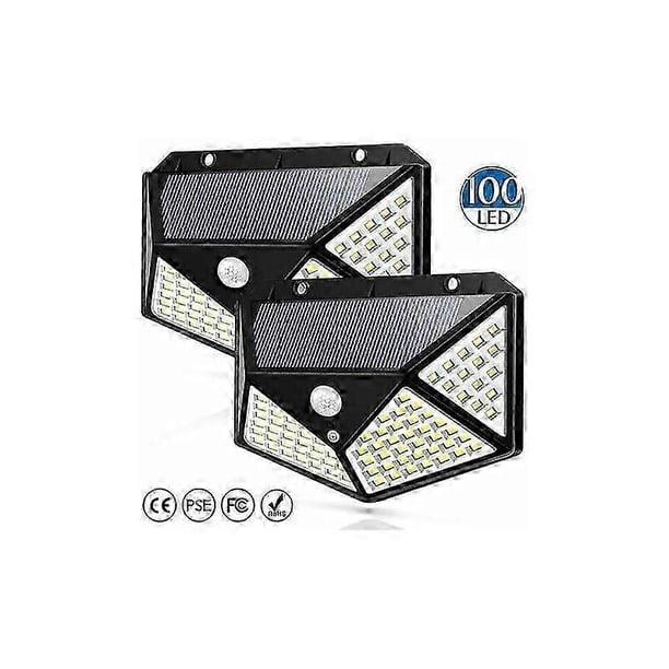 Set of 2 Solar Flood Lights with Motion Sensor 100LED Four-Sided Bright Solar Wall Light