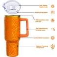 thumbnail image 5 of Fall 40 oz Tumbler with Lid Handle and Straw Thanksgiving Pumpkin Stainless Steel Double Walled Insulated Cup Autumn Travel Mug Water Bottle Gifts for Men and Women (1PC), 5 of 6