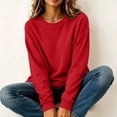 thumbnail image 7 of Women's Casual Long Sleeve Pullover Sweatshirt Solid Color Crew Neck Loose Fit Basic Oversized Hoodie Fall Winter Clothes Fleece Lined Cozy Comfortable Top, 7 of 7