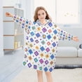 thumbnail image 5 of FORMRS Wearable Blanket Hoodie with Sleeves for Kids Cozy Flannel Sweatshirt, Purple Retro Shapes, 5 of 7