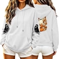 thumbnail image 2 of Women's Fall Hoodies Floral Ghost Pumpkin Graphic Print Sweatshirts Long Sleeve Oversized Pullover Hooded Tops Casual Autumn Relaxed Fit Clothes, 2 of 6