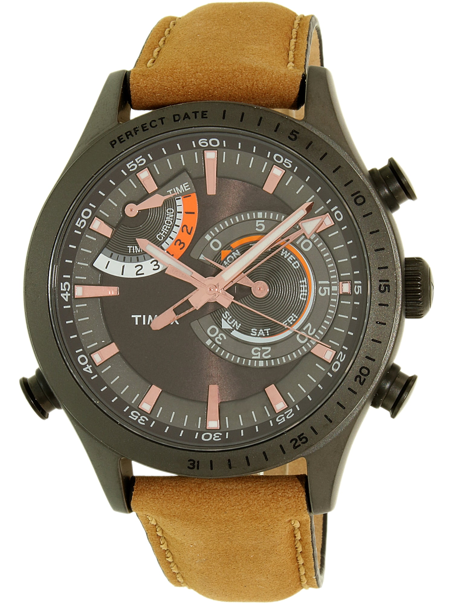 Timex - Men's Intelligent Quartz TW2P72500 Guava Leather Analog Dress Watch - Walmart.com