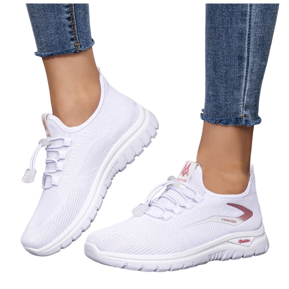 Work Shoes for Women Non Slip Breathable Walking Sneakers Lightweight Unisex Shoes for Nursing Running Casual Wear White Size 9