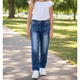 thumbnail image 3 of KIDSCOOL Big Girls Elastic Waist Denim Pants Classic Straight Leg Jeans,Mid Blue,8-9 Years, 3 of 7
