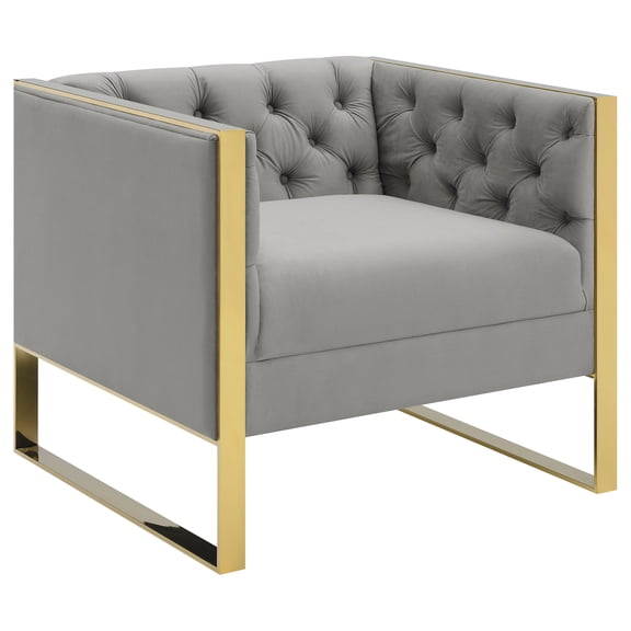 Coaster Eastbrook Velvet Upholstered Tufted Accent Chair, Grey