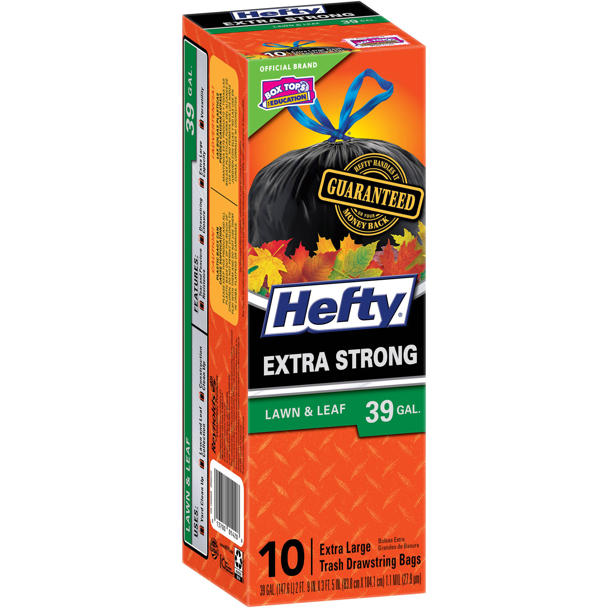 Hefty Cinch SakÂ® Lawn & Leaf Drawstring Trash Bags, 39 Gallon, 10