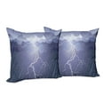 thumbnail image 6 of Ambesonne Grey Throw Pillow Cover 2 Pack, Thunderstorm Dark Clouds, 18", Blue, 6 of 6