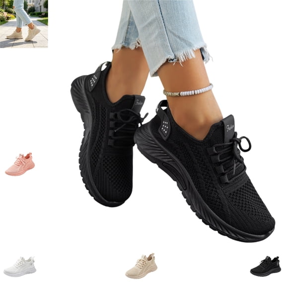 YOUYEDIAN Orthopedic Shoes for Women Fashion Breathable Mesh Round Toe Versatile Comfy Platform Soft Sneakers Casual Sport Non Slip Running Shoes
