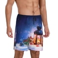 thumbnail image 2 of Kdxio Lantern On Snow Print Mens Sleep Shorts Bottoms Soft Comfy Pajama Wear Pants with Drawstring Pockets, 2 of 7