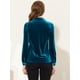 thumbnail image 4 of Blusa de manga larga con bolsillo delantero y cuello de punta para mujer, camisa de terciopelo de trabajo con botones Azul real S, 4 of 5