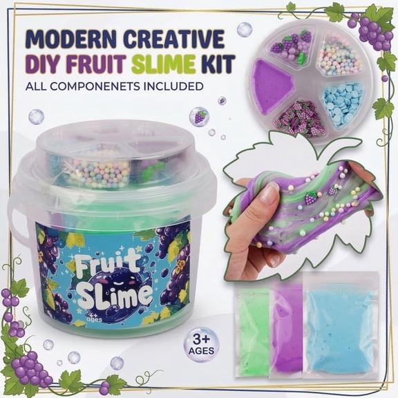 Fruit Slime Kit, Modern Creative DIY Slime Making Kit with Purple Slime and Accessories, for Kids Party Favors Sensory Play Stress Relief