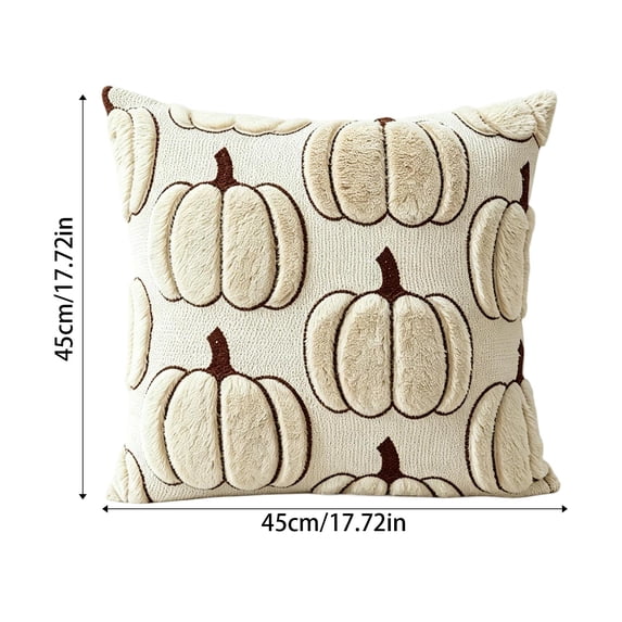 Throw Pillow Covers 18x18 Inch, Soft Plush Pumpkin Decorative Square Pillowcases, Farmhouse Holiday Cushion Covers for Sofa Living Room Home Fall Halloween Thanksgiving Decor