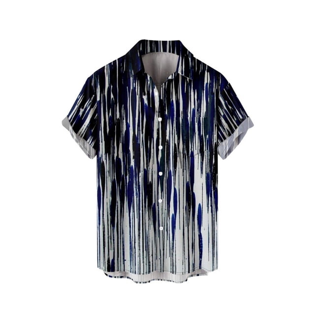 Camisas Para Hombre XXL Camisa de manga corta con estampado digital 3d de ocio de tendencia de moda de playa de turismo de vacaciones de verano para hombres (Black, 3XL)