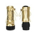 thumbnail image 5 of BLISSFUL STEP Round Toe Platform Chunky Heels Combat Boots for Women, 5 of 5